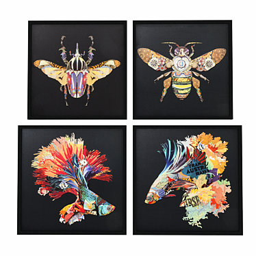 Colorful Betta Fish Art in Frame by Kare Design 3D model image 1 