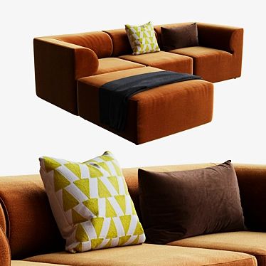Modular Velvet Sofa Set 3D model image 1 