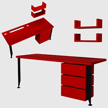 Sleek Lacquer & Steel Desk 3D model image 1 
