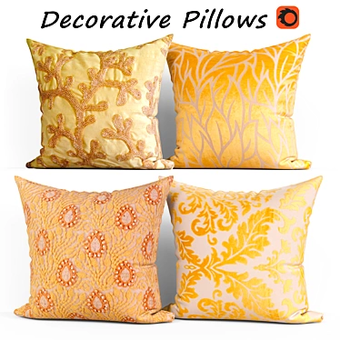 Decorative Pillow Set 375: Exquisite Handmade Pieces 3D model image 1 