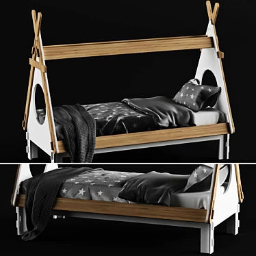 Playful Plywood Kids Bed 3D model image 1 