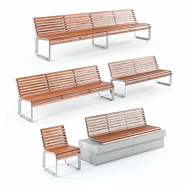 Modern Portiqoa Port Benches Set 3D model image 1 