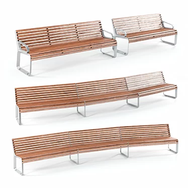 Modern Outdoor Bench Set - Portiqoa by Mmcite 3D model image 1 