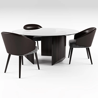 Modern Dining Set: Wedge Table + Lawson Chair 3D model image 1 