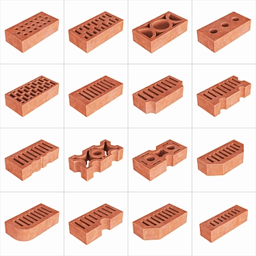 Premium Building Bricks Set 3D model image 1 
