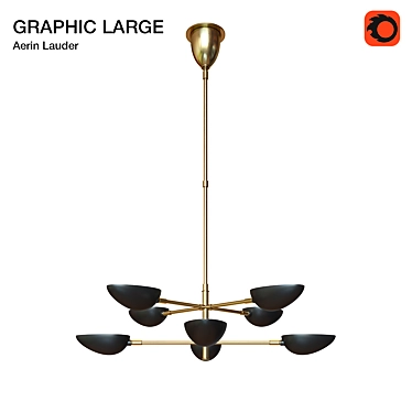 Vintage Black Brass Ceiling Light 3D model image 1 