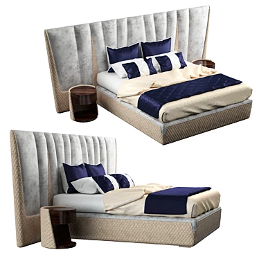 Majestic XL: Elegant Double Bed and Nightstand 3D model image 1 