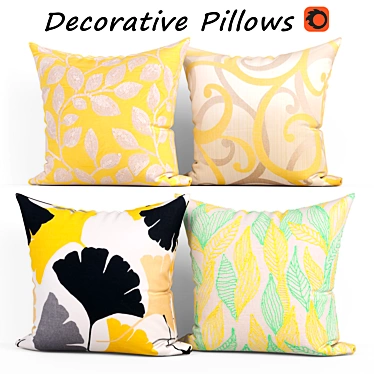 Elegant Floral Decorative Pillows Set 3D model image 1 