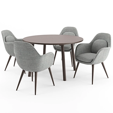 Modern Danish Design: Swoon Chair + Taro Table 3D model image 1 