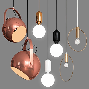 Nordic Copper Pendant Lamp 3D model image 1 