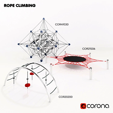 KOMPAN Climbing Set: Cartoktaedra Frame, Sixed Network, & Little Arch 3D model image 1 