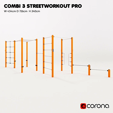 Kompan Workout Combo 3 Pro: Ultimate Street Fitness Equipment 3D model image 1 