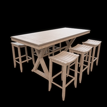 Classic American Bar Stool Set 3D model image 1 