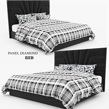 Luxury Diamond Panel Bed 3D model image 1 