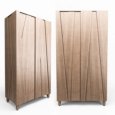 Elegant 3-Door Wardrobe 3D model image 1 