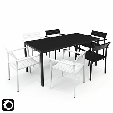 Eos Aluminium Table & Chair Set 3D model image 1 