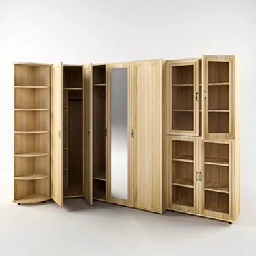 Versatile Four-Compartment Wall Cabinets 3D model image 1 