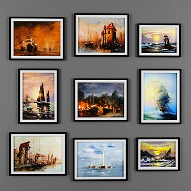 Elegant Oil Painting Frame Kit 3D model image 1 