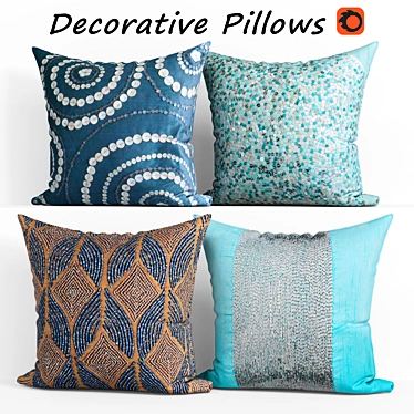 Elegant Decorative Pillows Set 3D model image 1 