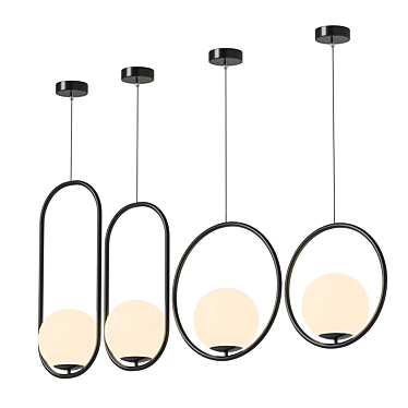 Sleek Glass Pendant Lamp - Lampatron HOOP 3D model image 1 