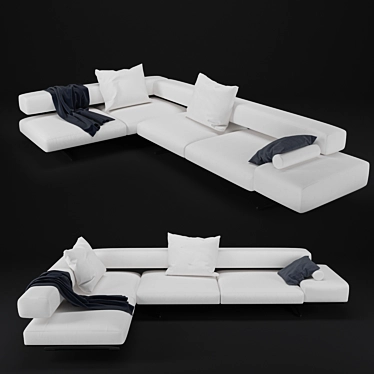 Luxury Wing Sectional Sofa 3D model image 1 