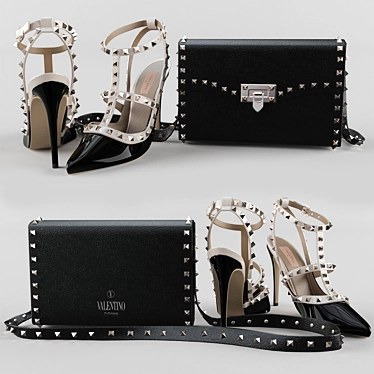 Valentino Rockstud Collection: Pumps & Shoulder Bag 3D model image 1 