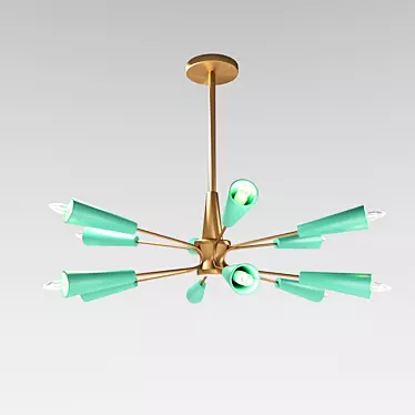 Turquoise Modern Metal Chandelier 3D model image 1 