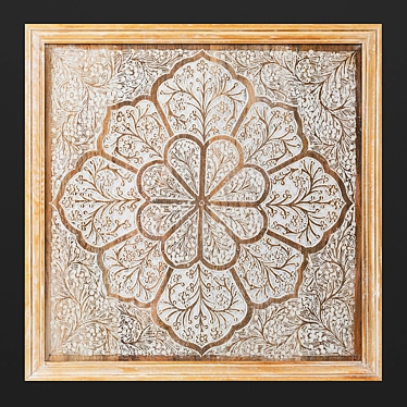 Hand-Carved Wood Floral Wall Art 3D model image 1 