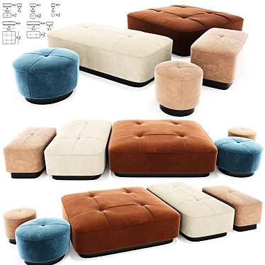 Sophisticated Minotti Jacques Poufs Set 3D model image 1 