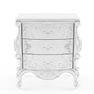 Elegant French 3 Drawer Nightstand 3D model image 1 