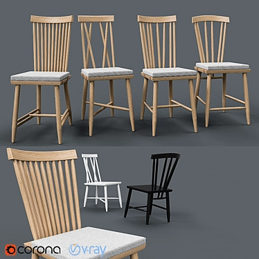 Stylish Family Chairs: Scandinavian Design 3D model image 1 