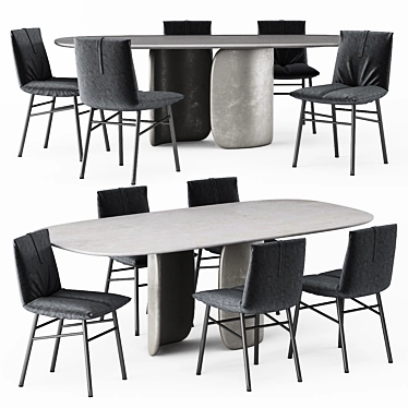 Sleek PIL Chair & MELLOW Table 3D model image 1 