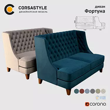 Fortune Sofa: Luxurious Comfort for your Living Space 3D model image 1 