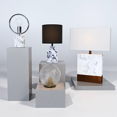 Modern Table Lamp Set - Winslow, Halo, Estuary, Zendaya 3D model image 1 