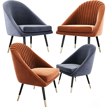 Elegant Audrey Tub Lounge Chair Set 3D model image 1 