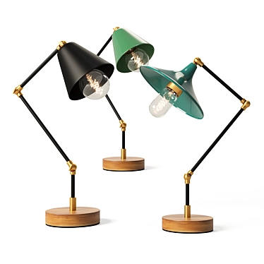 Retro Industrial Desk Lamps 3D model image 1 