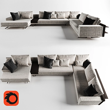 Elegant and Modern Poliform Mondrian Sofa 3D model image 1 