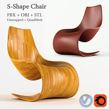 Sleek S-Shape Chair: Modern, Stylish, and Versatile 3D model image 1 