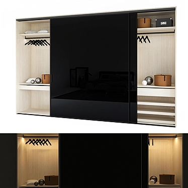 Modern Illuminated Wardrobe with LED Doors 3D model image 1 