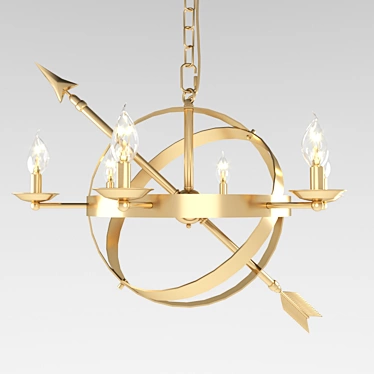 Golden Cupidons Arrow Pendant Chandelier 3D model image 1 