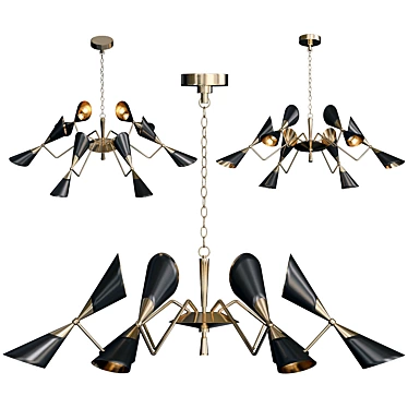 Modern Mid-Century 12-Light Chandelier 3D model image 1 