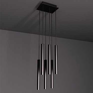 Sleek Black Aluminum Pendant LED 3D model image 1 