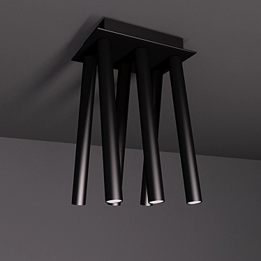 VIOKEF Sleek Black LED Ceiling Fixture 3D model image 1 