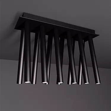 Sleek Black Aluminum LED Ceiling Light 3D model image 1 