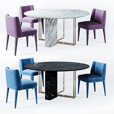 Indulgent Dining Set: Meridiani Plinto XW Table with Meridian Kita Chair 3D model image 1 