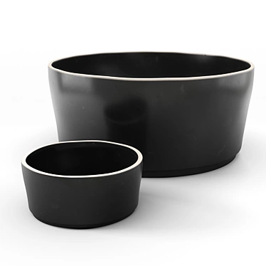 Elegant Sloan Black Serving Bowl 3D model image 1 
