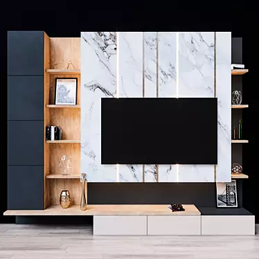 Modern TV Console Stand - Black 3D model image 1 
