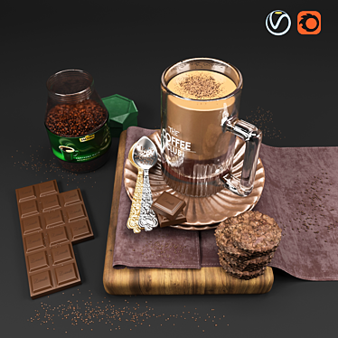 Elegant Coffee Lover's Kitchen Set 3D model image 1 