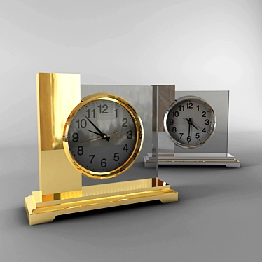 Elegant Dual Desktop Clock Set 3D model image 1 