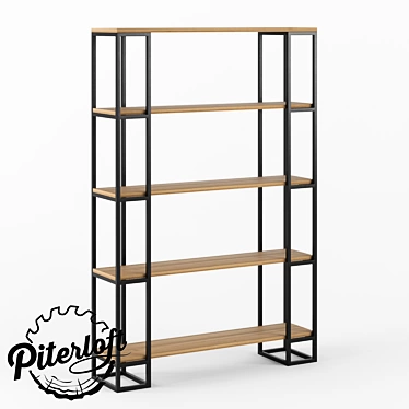 Industrial Wooden Metal Rack 3D model image 1 